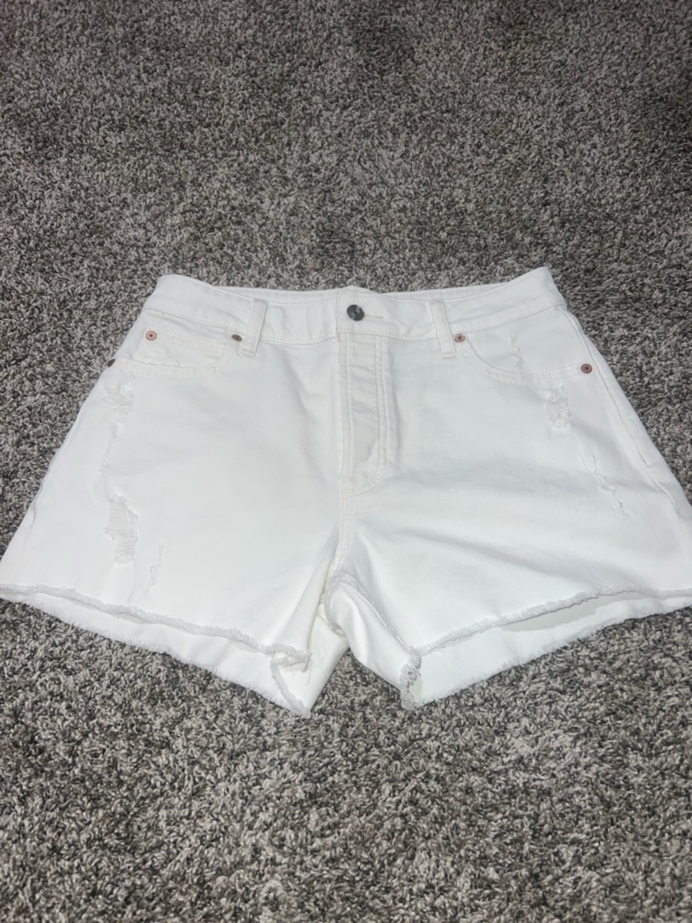 Goldie Blues White Distressed Denim Shorts - Women's High-Rise Summer Style